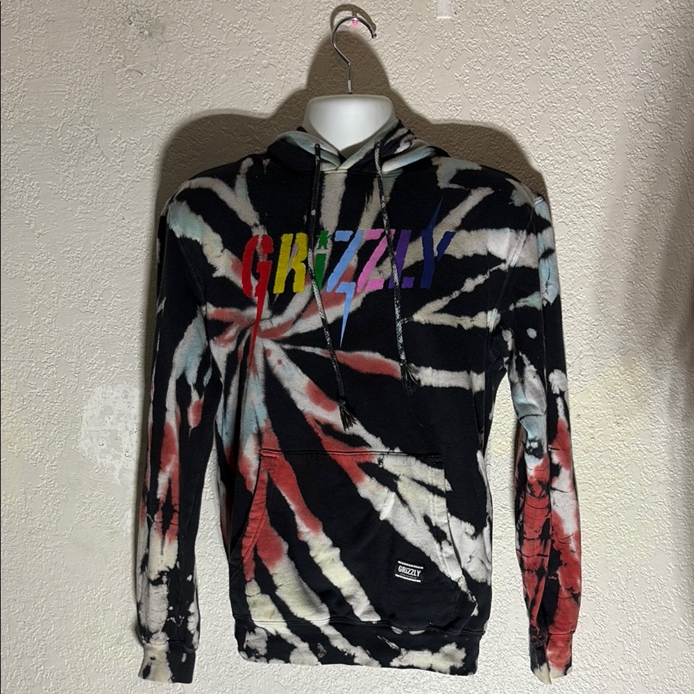 #Grizzly Red and Black Tie-Dye Sweatshirt Hoodie